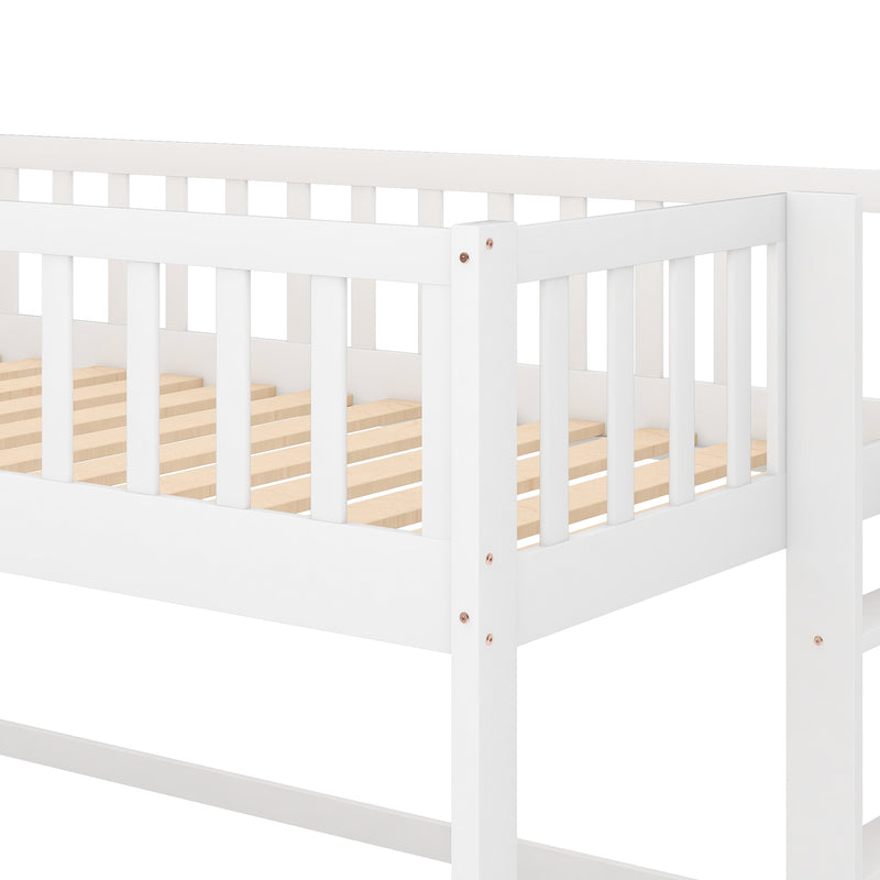 Twin Size Low Loft Bed with Ladder and Slide,White(OLD SKU:WF196418AAK)