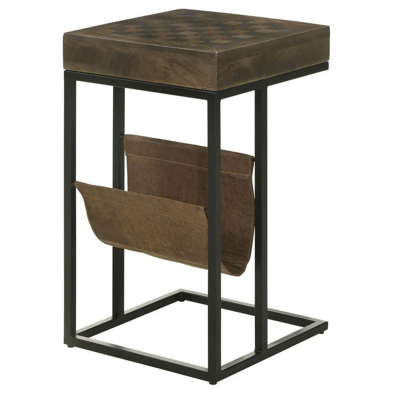 Chessie - 1-Drawer Side Table With Leatherette Sling - Tobacco