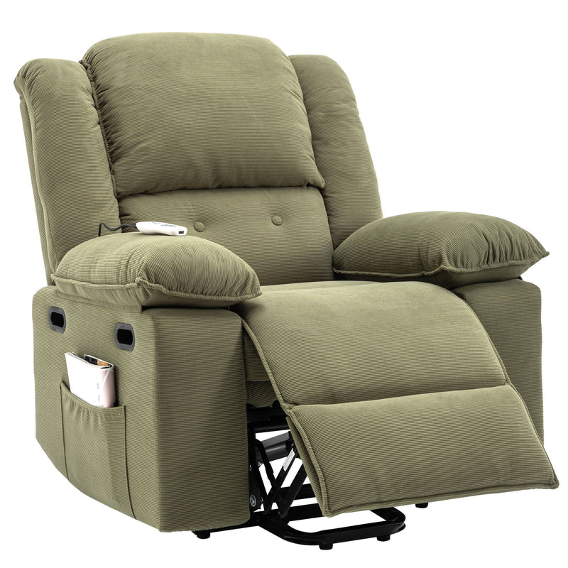 Massage Recliner, Power Lift Chair For Elderly With Adjustable Massage And Heating Function, Recliner Chair With Infinite Position And Side Pocket For Living Room