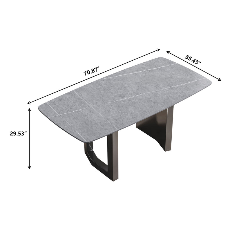 70.87" Modern Artificial Stone Dining Table, Can Accommodate 6-8 People - Gray