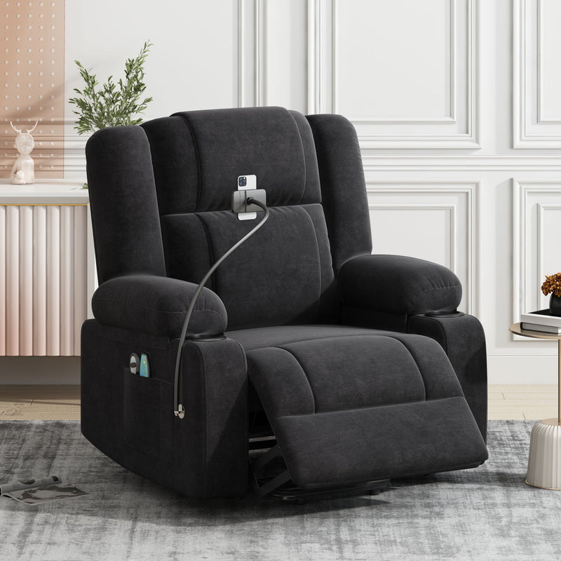 Power Lift Recliner Chair Electric Recliner For Elderly Recliner Chair With Massage And Heating Functions, Remote, Phone Holder Side Pockets And Cup Holders For Living Room