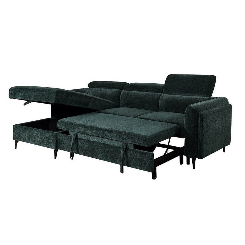 Zadok - Sectional Sofa With Sleeper & Storage - Green