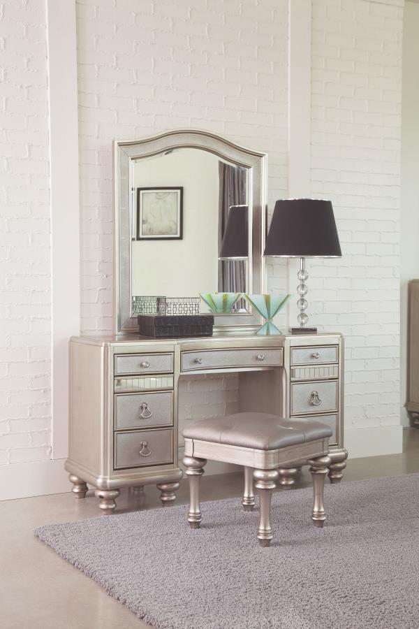 Bling Game - 9-Drawer Vanity Desk - Metallic Platinum