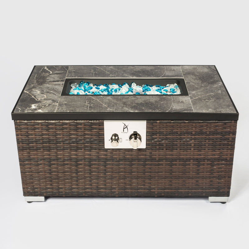Outdoor Rectangle Fire Pit Table And Propane Tank Cover