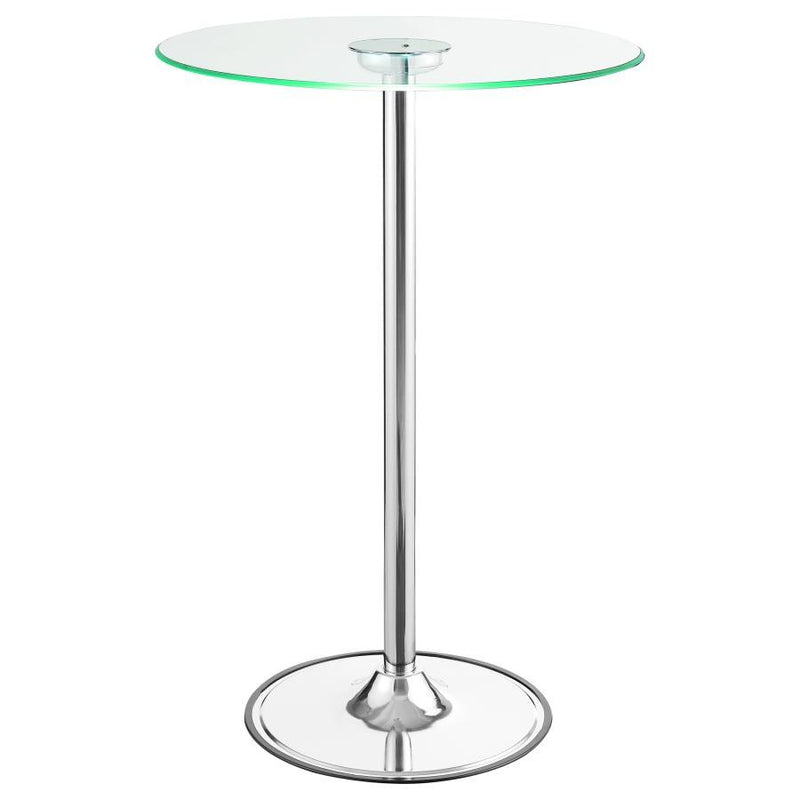 Thea - Round Glass Top LED Bistro Bar Table - Chrome