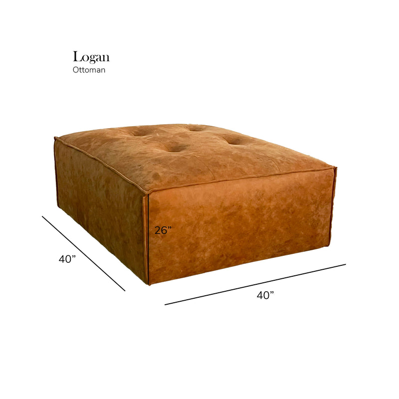 Logan - Modular Sofa Ottoman - Orange