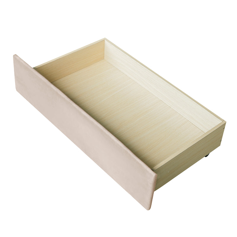 Upholstered daybed Twin Size with Two Drawers and Wood Slat  ,Beige