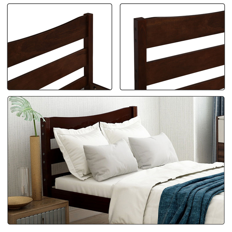 Twin Size Platform Bed With Headboard And Wooden Slat Support