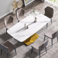 70.87" Modern Artificial Stone Curved Golden Metal Leg Dining Table