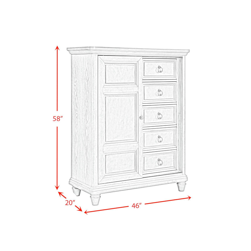 Whit-Ash - 5-Drawer Door Chest - Light Gray