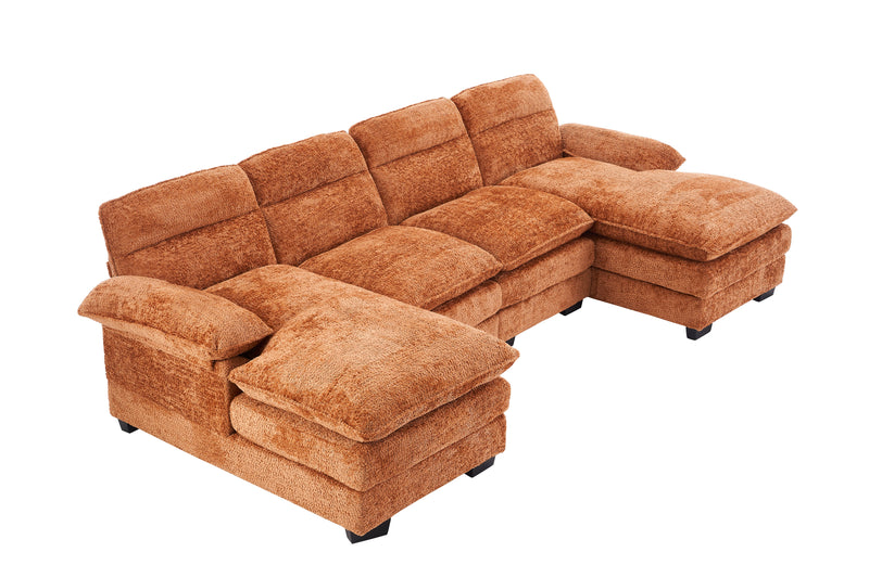 U-Shaped Profile Sofa, Including Two Single Seats And Two Chaise, Modular Sofa, Chenille Sofa