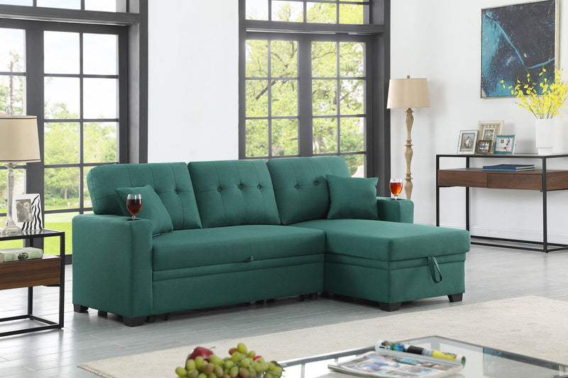 82" Width Sectional With Storage Chaise And Cupholder Armrest