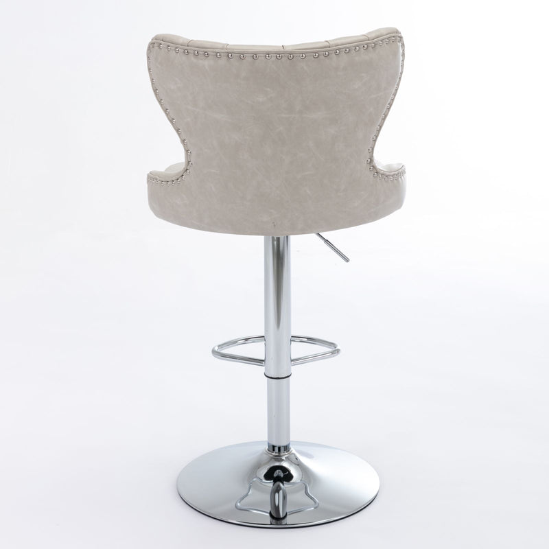 Swivel Barstools Adjusatble Seat Height From 25-33", Modern Upholstered Chrome Base Bar Stools With Backs Comfortable Tufted For Home Pub And Kitchen Island