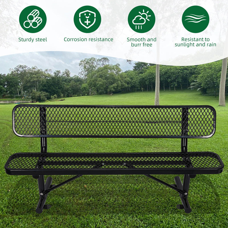 Outdoor Steel Bench With Backrest