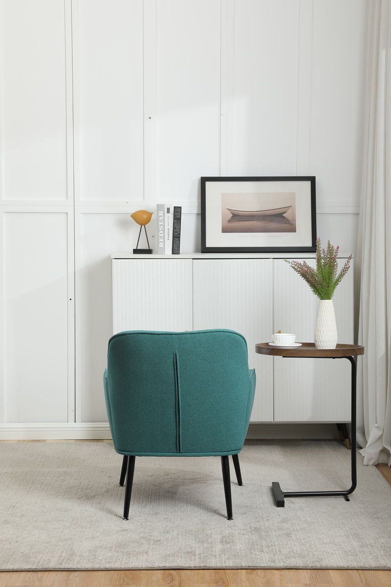 Modern Mid-Century Chair Linen Sherpa Armchair