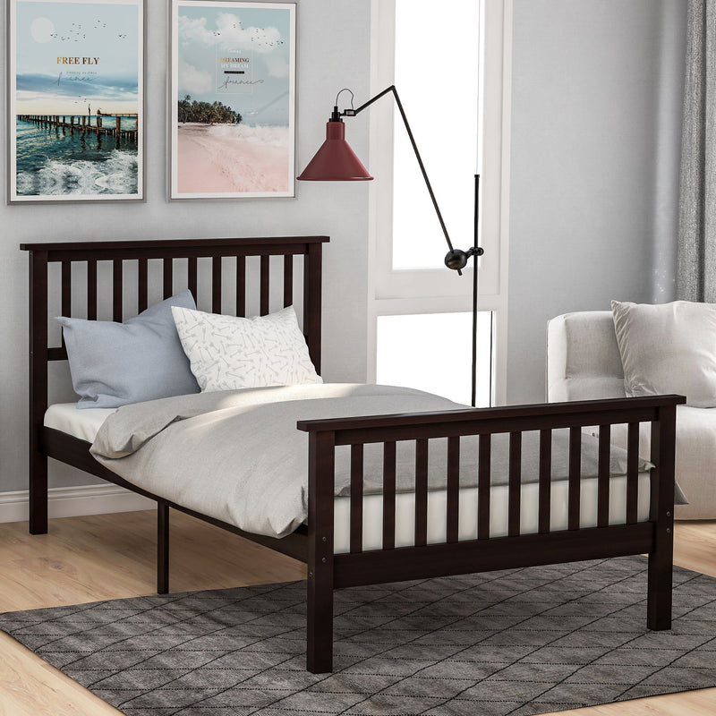 Twin Platform Bed With Headboard And Footboard - Espresso