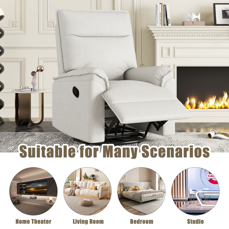 360° Swivel Upholstered Manual Recliner Chair Theater Recliner Sofa Nursery Glider Rocker For Living Room