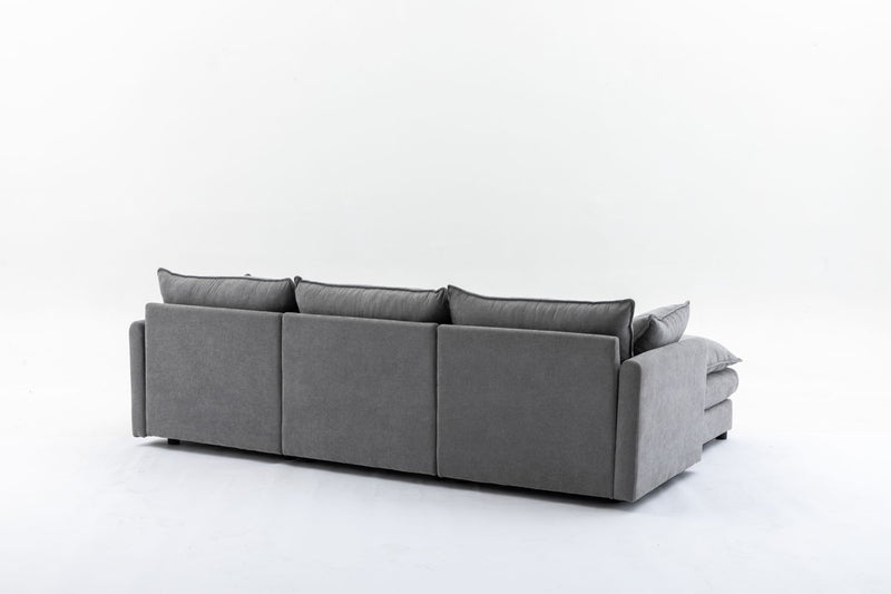 Modular Sectional Sofa, 3-Seater Sofa With Ottoman, Modern L-Shaped Sofa For Living Room Bedroom Apartment