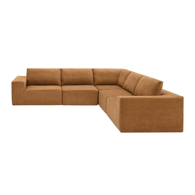 Modular L Shaped Sectional Sofa, Luxury Floor Couch Set, Upholstered Indoor Furniture, Foam - Filled Sleeper Sofa Bed For Living Room, Bedroom, 5 Pieces Free Combination - Brown