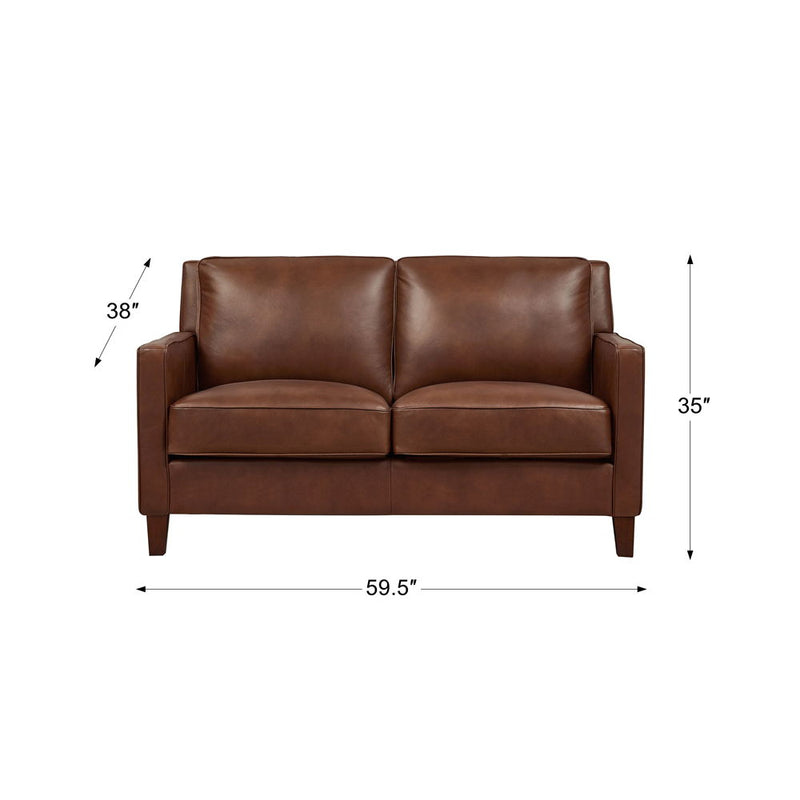 Ashby - Leather Loveseat - Pecan