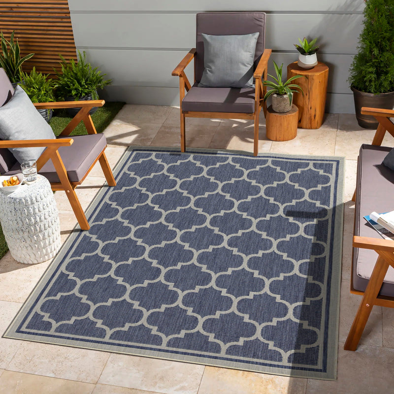 Sunshine - 2'7" X 7'3" Indoor / Outdoor Area Rug - Blue - Polypropylene