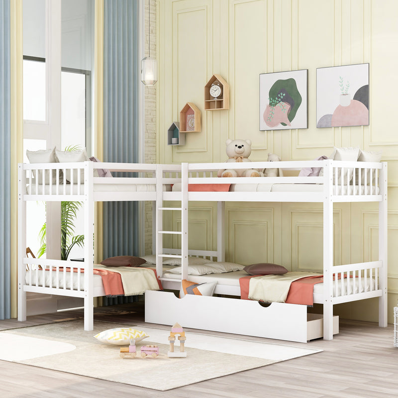 Twin L-Shaped Bunk bed with Drawers-Gray(OLD SKU :LP000038AAK)