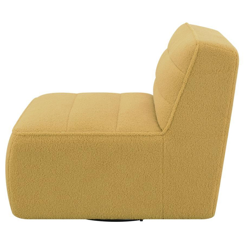 Cobie - Upholstered Armless Swivel Chair - Mustard