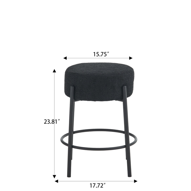 Round Bar Stools (Set of 2), Contemporary Upholstered Dining Stools For Kitchens, Coffee Shops And Bar Stores