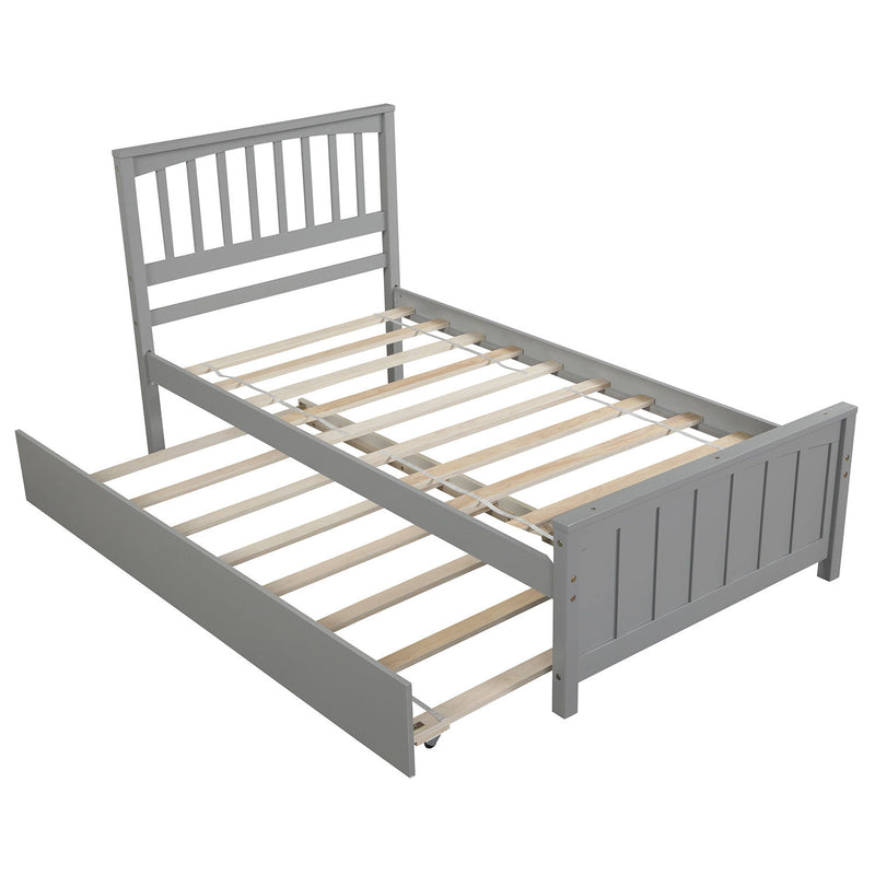 Twin Size Platform Bed &Trundle - Gray