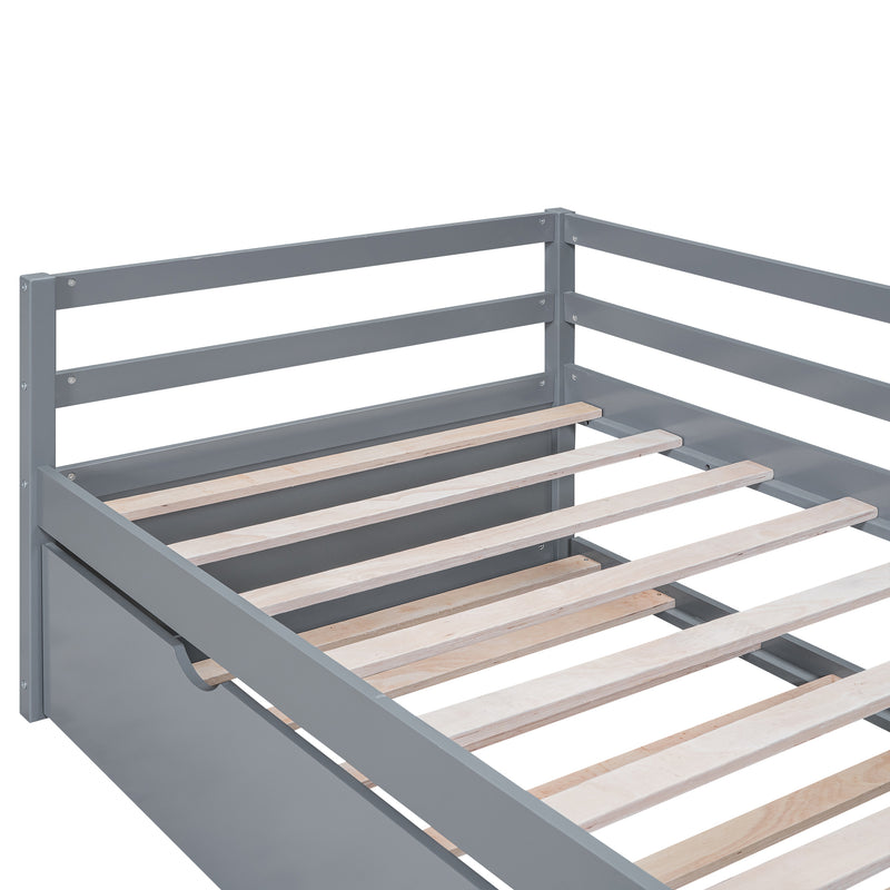 Twin Size Wood Daybed with Twin Size Trundle, Gray