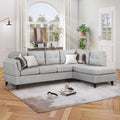 Modern Linen Fabric Sofa, L-Shape Couch With Chaise Lounge, Sectional Sofa With One Lumbar Pad