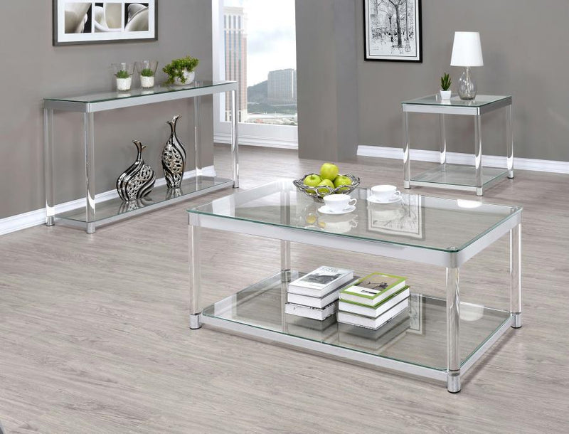 Anne - End Table With Lower Shelf - Chrome And Clear