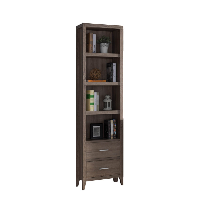 Media Pier, Display Cabinet With Four Open Shelves And Two Bottom Drawers