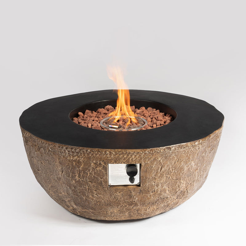 Concrete Gas Fire Pit Bowl - Brown