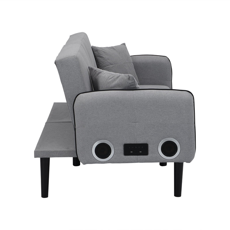 Folding Ottoman Sofa Bed With Stereo - Gray Fabric