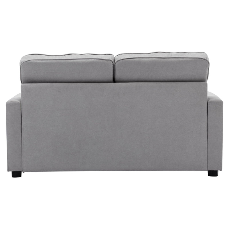 Loveseat Sofa With Pull-Out Bed Modern Upholstered Couch With Side Pocket For Living Room Office