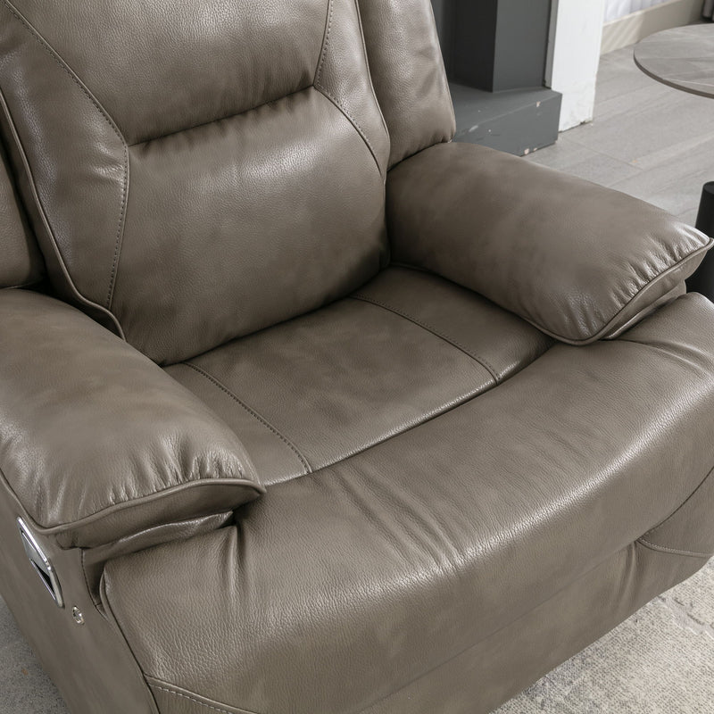 3 Seater Home Theater Recliner Manual Recliner Chair With A Led Light Strip Two Built-In Cup Holders For Living Room