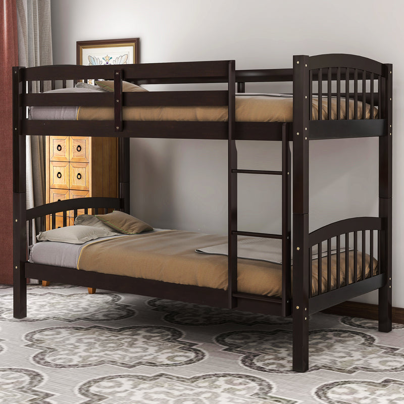 Twin Over Twin Bunk Bed with Ladder,Espresso ( OLD SKU: LP000066AAP)