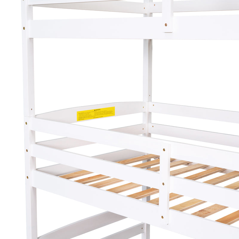 Twin Size Triple Bunk Bed with Storage Staircase,Separate Design,White