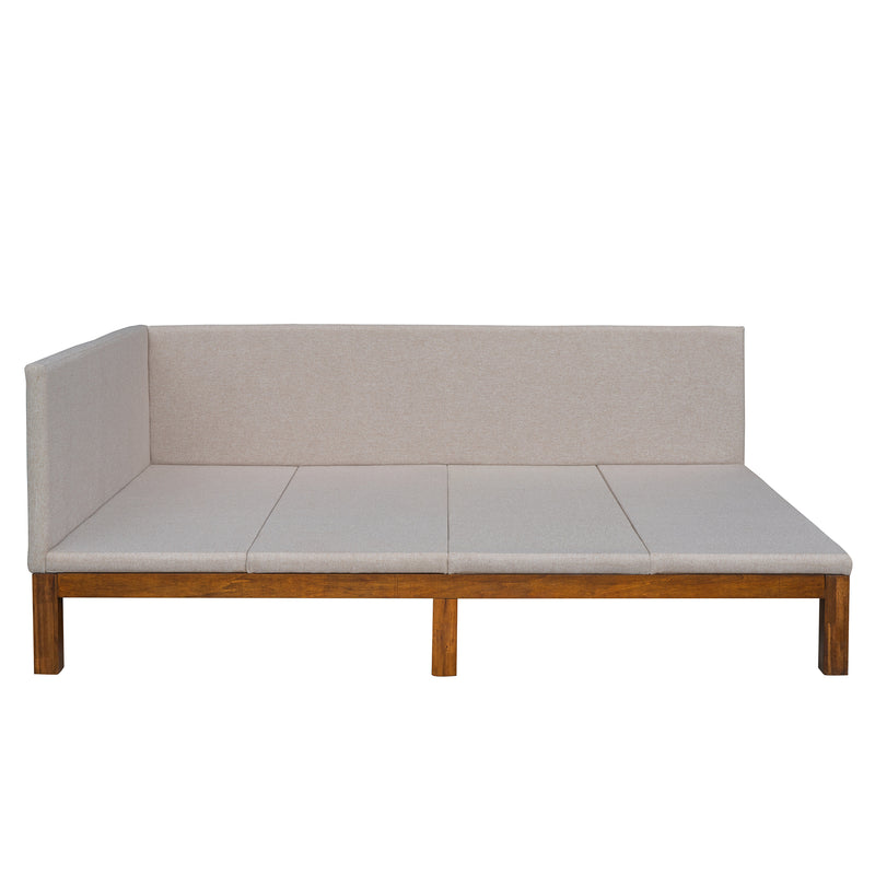 Upholstered Daybed/Sofa Bed Frame Full Size Linen-Beige