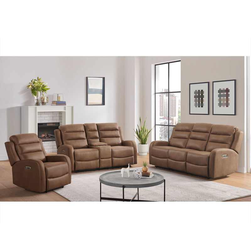 Avanti - PU Power Motion Loveseat With Power Motion Head Recliner & Console