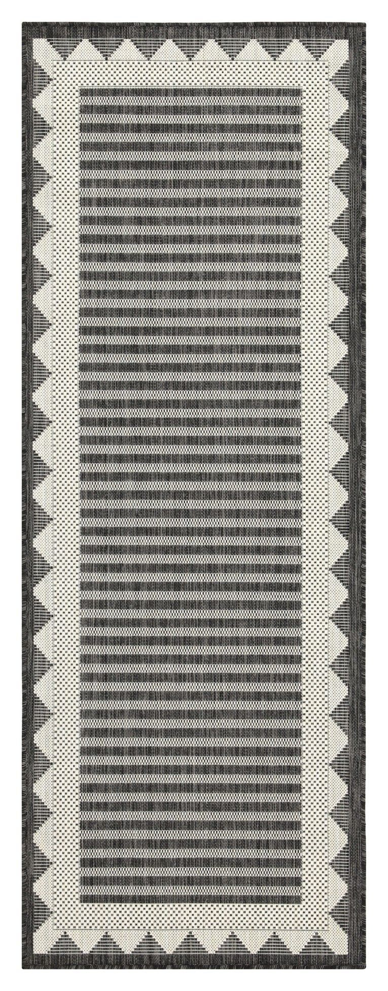 Sunshine - 2'7" X 7'3" Indoor / Outdoor Area Rug, Polypropylene - Anthracite