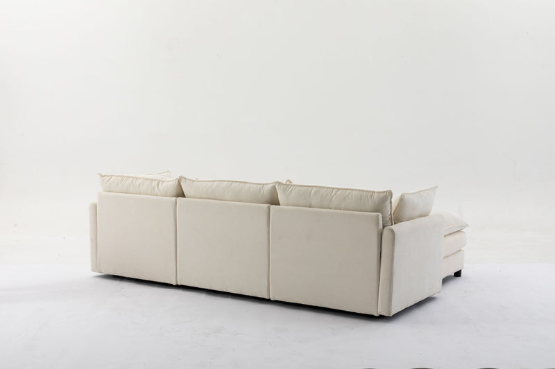 Modular Sectional Sofa, 3-Seater Sofa With Ottoman, Modern L-Shaped Sofa For Living Room Bedroom Apartment