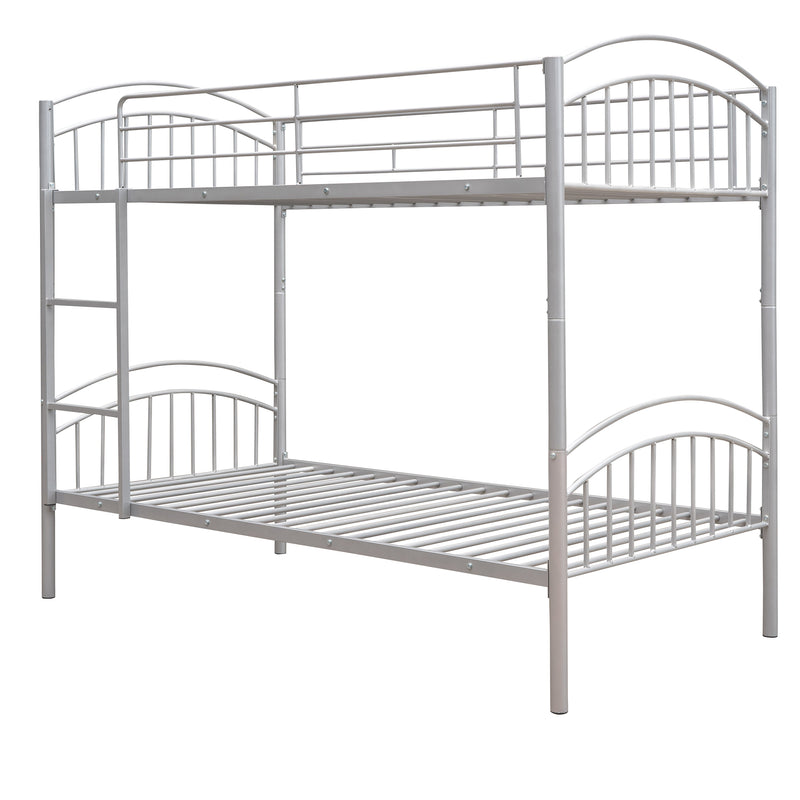 Twin Over Twin Metal Bunk Bed,Divided into Two Beds(Silver){OLD SKU:MF280424AAN}