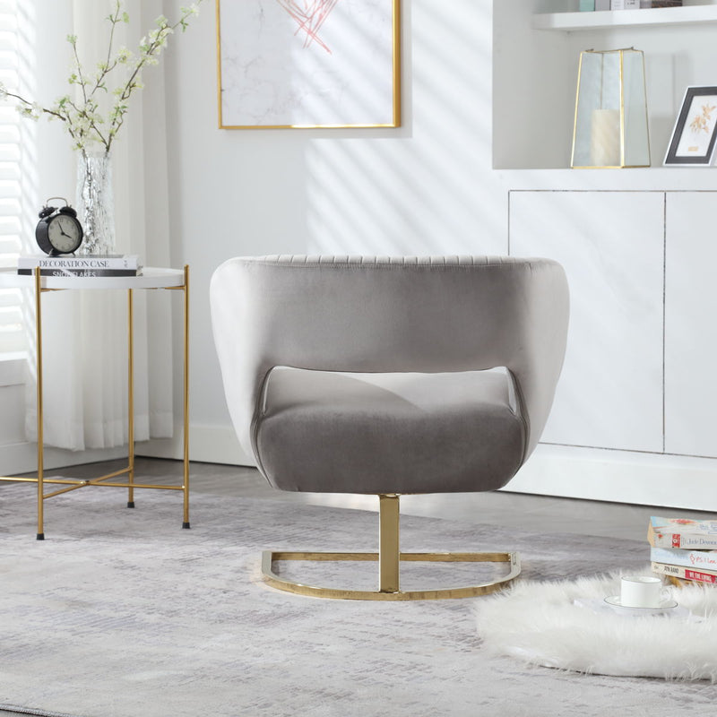 Coolmore - Upholstered Tufted Living Room Chair Textured Linen, Accent Chair With Metal Stand