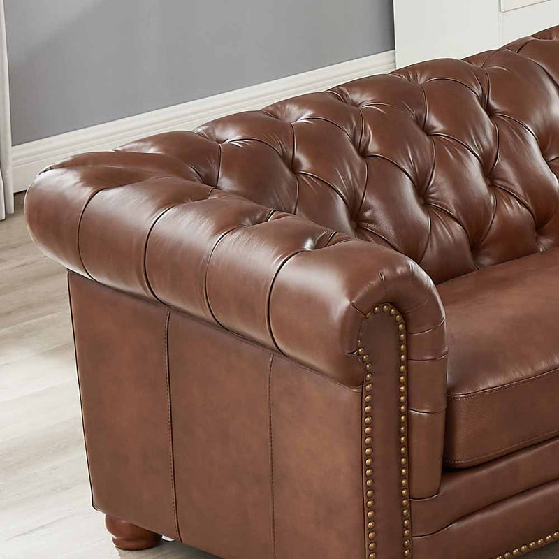 Aliso - L-Shaped Leather Sectional - Pecan