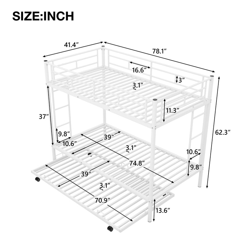 Twin Over Twin Bunk Bed With Trundle