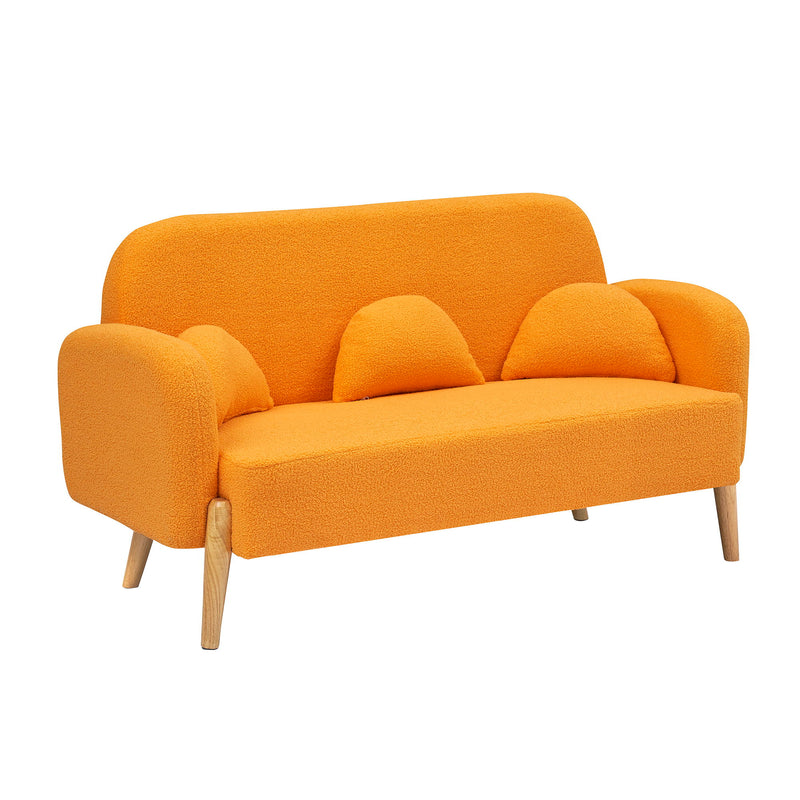 Teddy Velvet Two-Seater Sofa With Three Lumbar Pillows