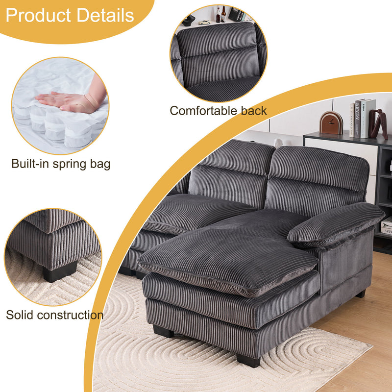 U-Shaped Profile Sofa, Including Two Single Seats And Two Chaise, Modular Sofa, Corduroy Sofa