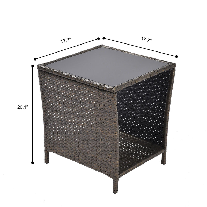 Outdoor Side Coffee Table With Storage Shelf, All Weather, Patio Furniture Square, Bistro Table For Garden Porch, Backyard Pool Indoor - Black Gold